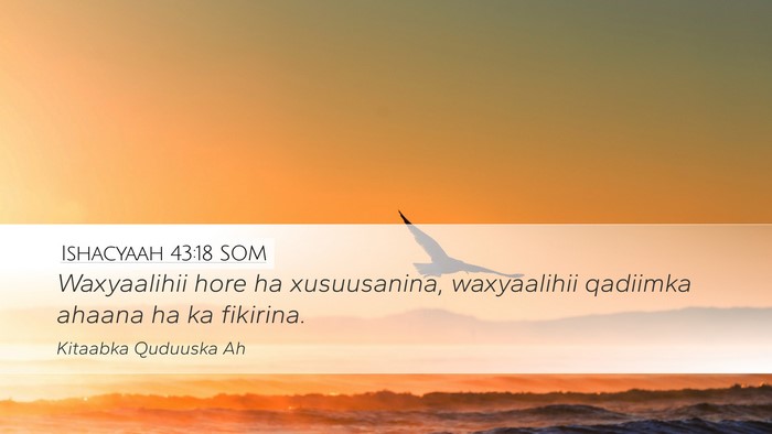 Ishacyaah 43:18 SOM Bible Verse Image