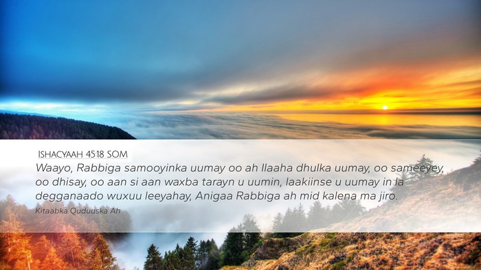 Ishacyaah 45:18 SOM Bible Verse Image