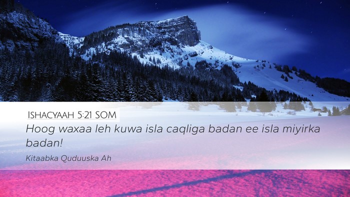 Ishacyaah 5:21 SOM Desktop Wallpaper - Hoog waxaa leh kuwa isla caqliga badan ee isla - Desktop Bible Verse Wallpaper
