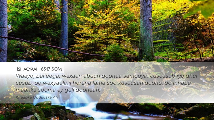Ishacyaah 65:17 SOM Bible Verse Image