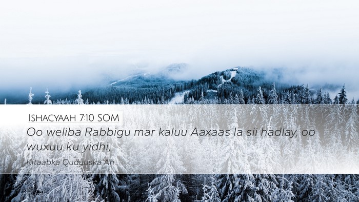 Ishacyaah 7:10 SOM Desktop Wallpaper - Oo weliba Rabbigu mar kaluu Aaxaas la sii hadlay, - Desktop Bible Verse Wallpaper