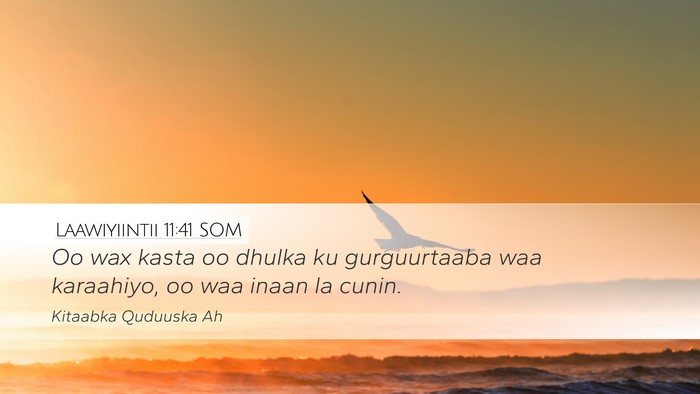 Laawiyiintii 11:41 SOM Desktop Wallpaper - Oo wax kasta oo dhulka ku gurguurtaaba waa - Desktop Bible Verse Wallpaper