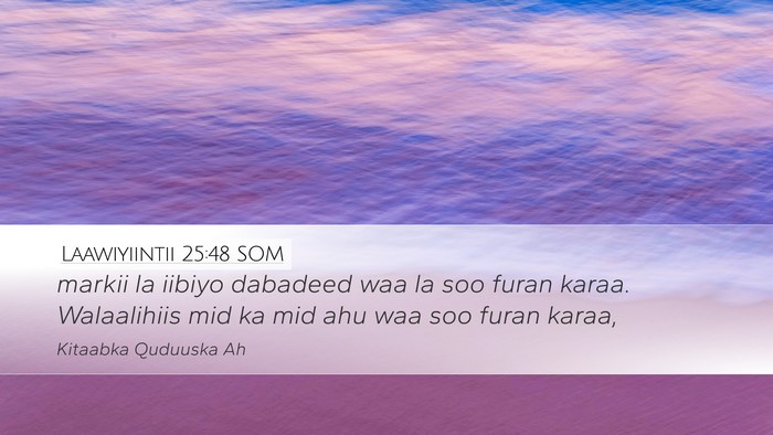 Laawiyiintii 25:48 SOM Desktop Wallpaper - markii la iibiyo dabadeed waa la soo furan karaa. - Desktop Bible Verse Wallpaper