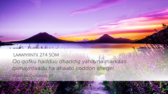 Laawiyiintii 27:4 SOM Desktop Wallpaper - Oo qofku hadduu dhaddig yahayna markaas - Desktop Bible Verse Wallpaper