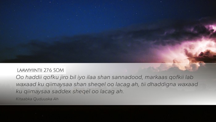 Laawiyiintii 27:6 SOM Bible Verse Image