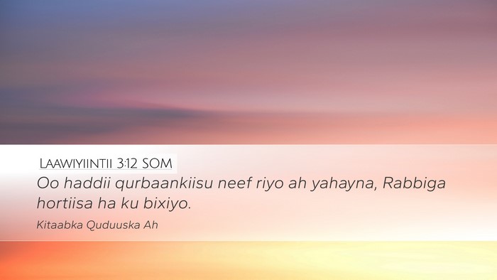 Laawiyiintii 3:12 SOM Desktop Wallpaper - Oo haddii qurbaankiisu neef riyo ah yahayna, - Desktop Bible Verse Wallpaper