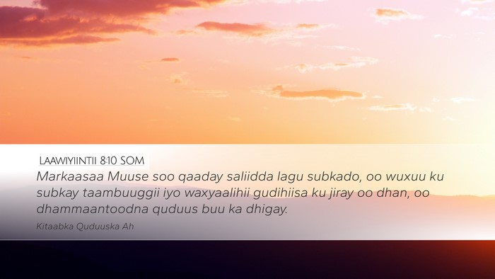 Laawiyiintii 8:10 SOM Bible Verse Image