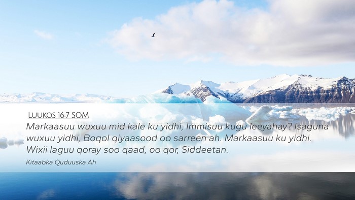 Luukos 16:7 SOM Bible Verse Image