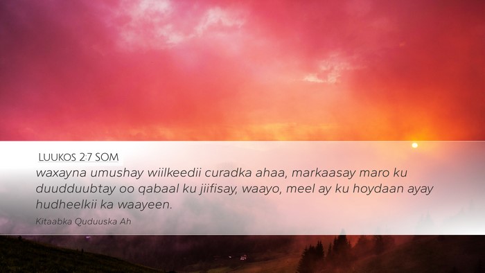 Luukos 2:7 SOM Bible Verse Image