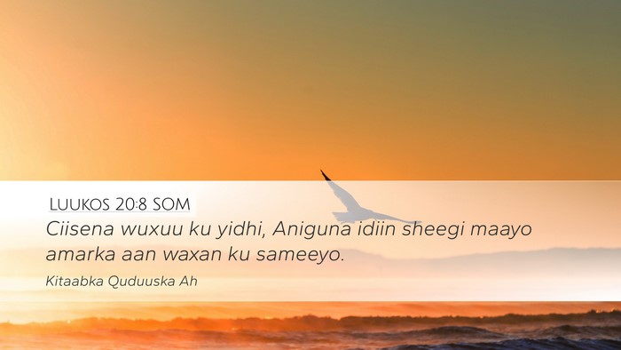 Luukos 20:8 SOM Bible Verse Image