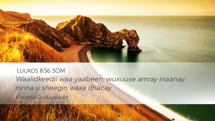 Luukos 8:56 SOM Bible Verse Image