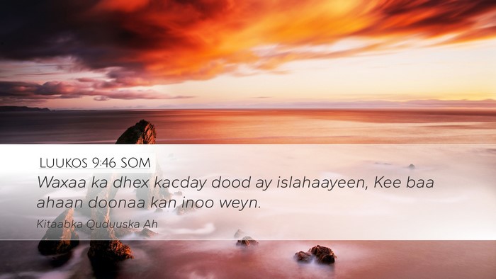 Luukos 9:46 SOM Bible Verse Image