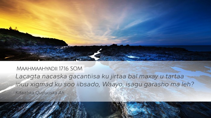 Maahmaahyadii 17:16 SOM Bible Verse Image