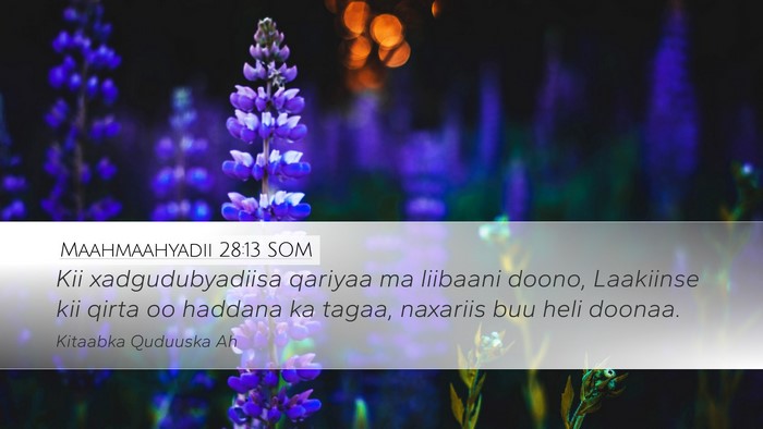 Maahmaahyadii 28:13 SOM Bible Verse Image