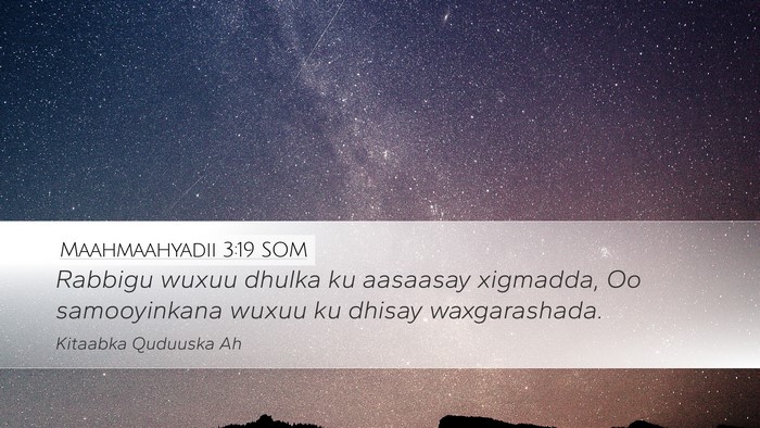 Maahmaahyadii 3:19 SOM Desktop Wallpaper - Rabbigu wuxuu dhulka ku aasaasay xigmadda, Oo - Desktop Bible Verse Wallpaper