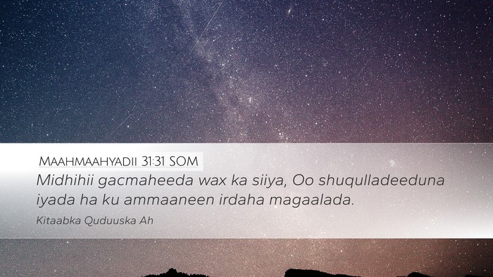 Maahmaahyadii 31:31 SOM Bible Verse Image