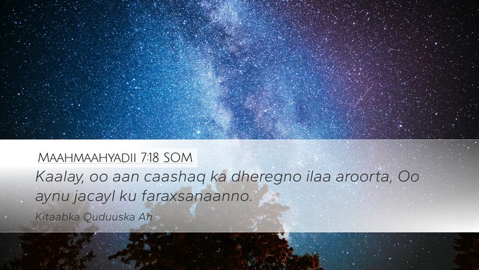 Maahmaahyadii 7:18 SOM Bible Verse Image