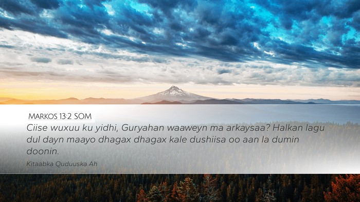 Markos 13:2 SOM Desktop Wallpaper - Ciise wuxuu ku yidhi, Guryahan waaweyn ma - Desktop Bible Verse Wallpaper