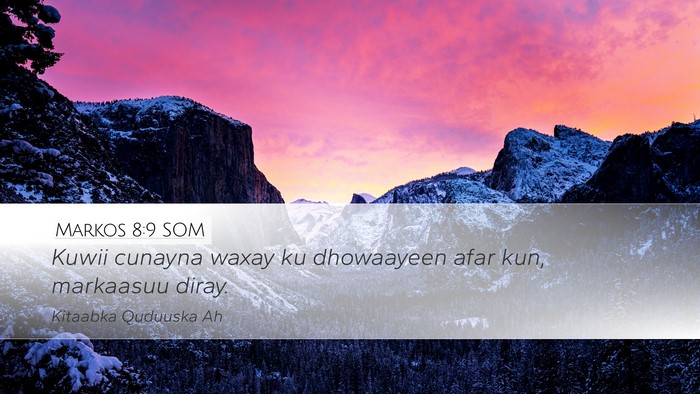 Markos 8:9 SOM Desktop Wallpaper - Kuwii cunayna waxay ku dhowaayeen afar kun, - Desktop Bible Verse Wallpaper
