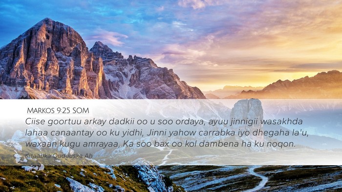 Markos 9:25 SOM Bible Verse Image
