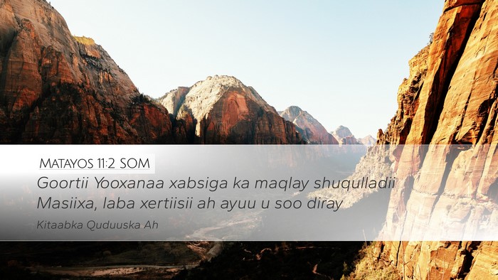 Matayos 11:2 SOM Bible Verse Image