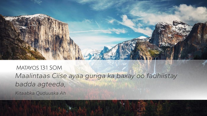 Matayos 13:1 SOM Bible Verse Image