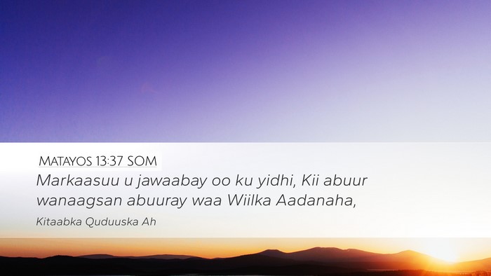 Matayos 13:37 SOM Bible Verse Image