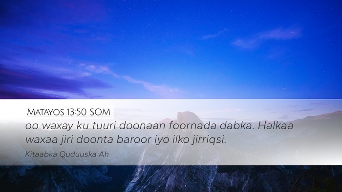 Matayos 13:50 SOM Bible Verse Image