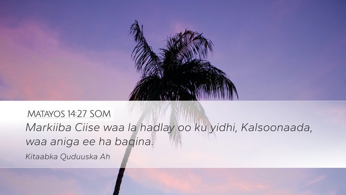 Matayos 14:27 SOM Bible Verse Image