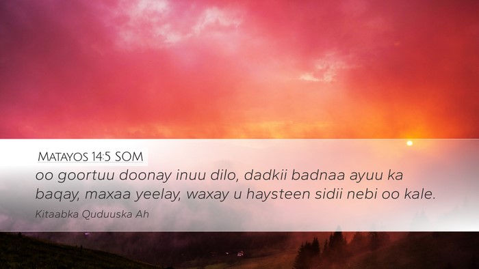 Matayos 14:5 SOM Desktop Wallpaper - oo goortuu doonay inuu dilo, dadkii badnaa ayuu - Desktop Bible Verse Wallpaper