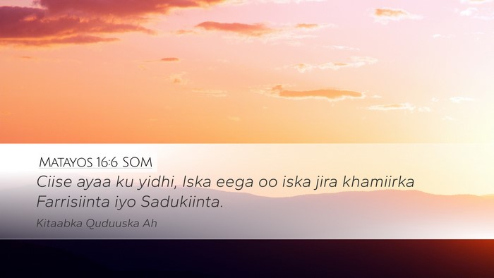 Matayos 16:6 SOM Bible Verse Image