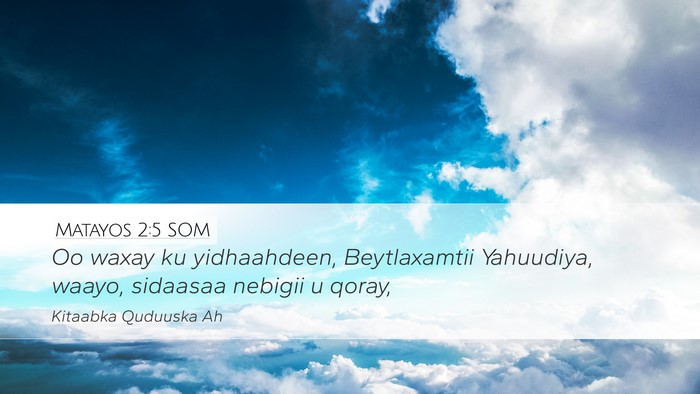 Matayos 2:5 SOM Desktop Wallpaper - Oo waxay ku yidhaahdeen, Beytlaxamtii Yahuudiya, - Desktop Bible Verse Wallpaper