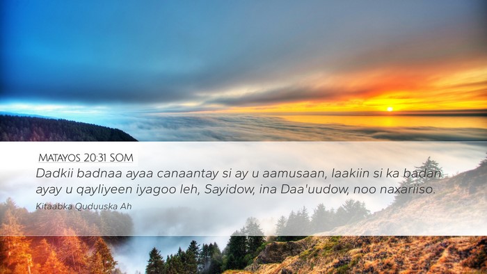Matayos 20:31 SOM Bible Verse Image