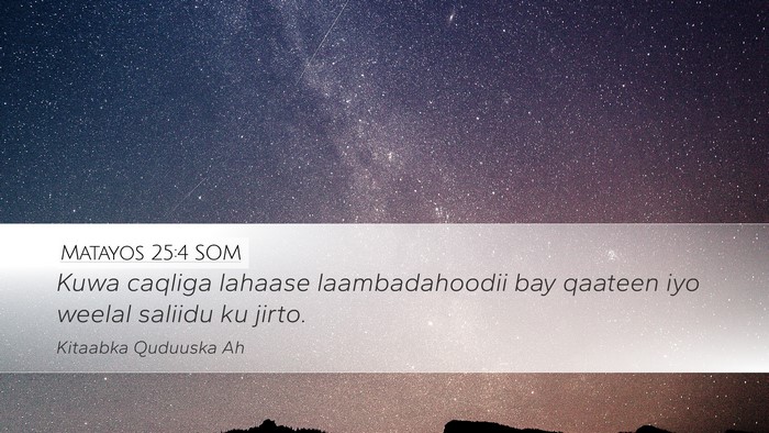 Matayos 25:4 SOM Desktop Wallpaper - Kuwa caqliga lahaase laambadahoodii bay qaateen - Desktop Bible Verse Wallpaper