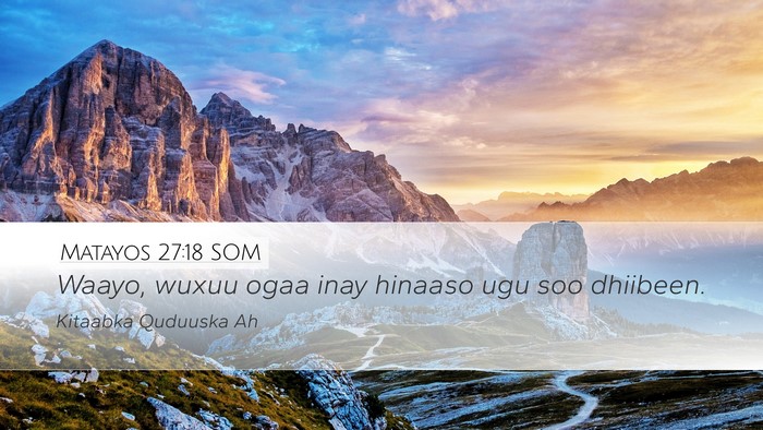 Matayos 27:18 SOM Bible Verse Image