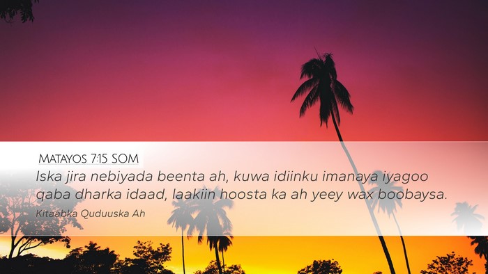 Matayos 7:15 SOM Bible Verse Image