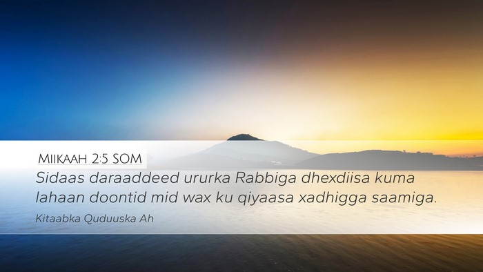 Miikaah 2:5 SOM Desktop Wallpaper - Sidaas daraaddeed ururka Rabbiga dhexdiisa kuma - Desktop Bible Verse Wallpaper