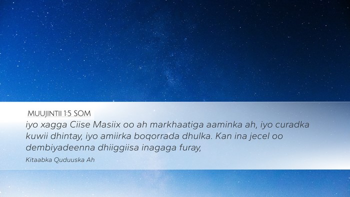 Muujintii 1:5 SOM Bible Verse Image