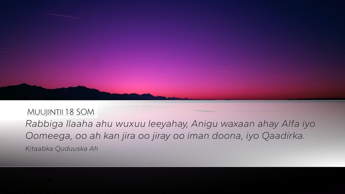 Muujintii 1:8 SOM Bible Verse Image