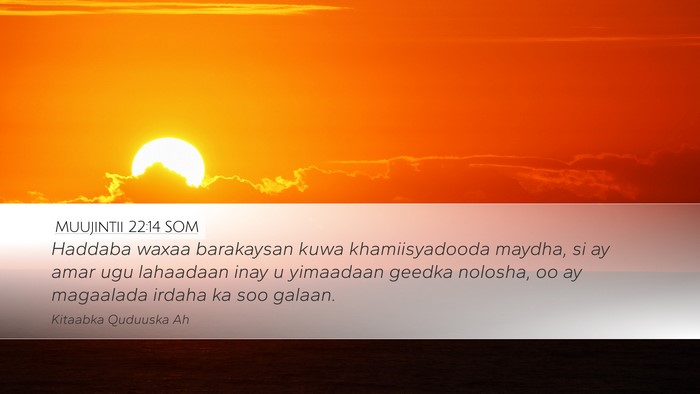 Muujintii 22:14 SOM Bible Verse Image