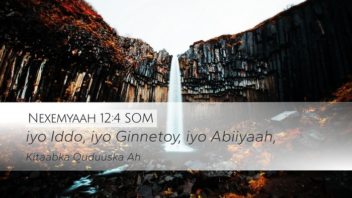 Nexemyaah 12:4 SOM Bible Verse Image