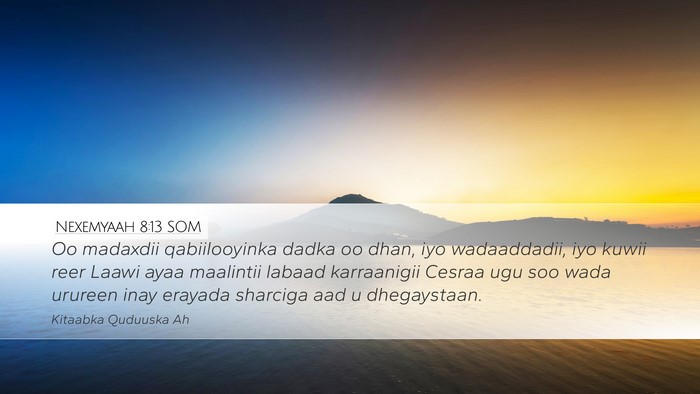 Nexemyaah 8:13 SOM Desktop Wallpaper - Oo madaxdii qabiilooyinka dadka oo dhan, iyo - Desktop Bible Verse Wallpaper