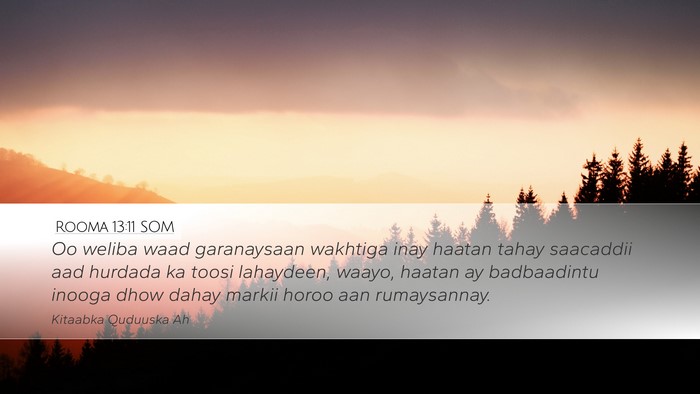 Rooma 13:11 SOM Bible Verse Image