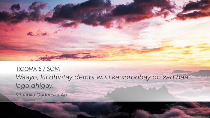 Rooma 6:7 SOM Desktop Wallpaper - Waayo, kii dhintay dembi wuu ka xoroobay oo xaq - Desktop Bible Verse Wallpaper