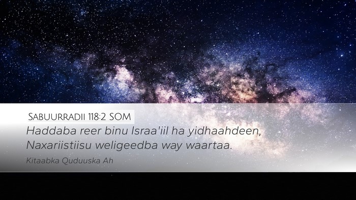 Sabuurradii 118:2 SOM Bible Verse Image