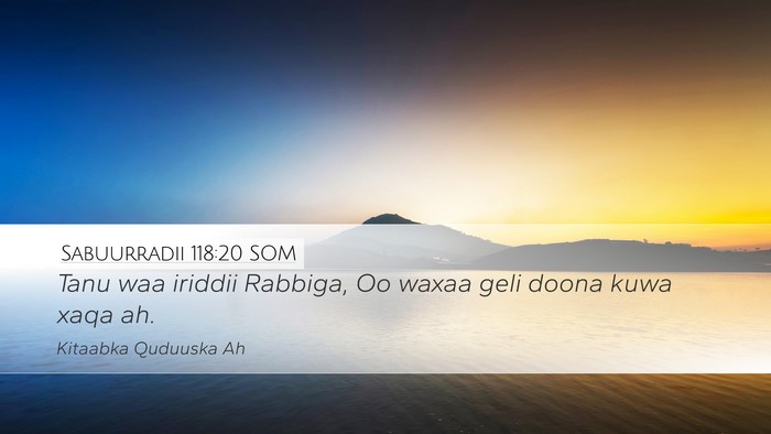 Sabuurradii 118:20 SOM Desktop Wallpaper - Tanu waa iriddii Rabbiga, Oo waxaa geli doona - Desktop Bible Verse Wallpaper