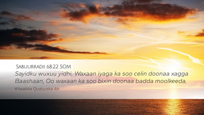 Sabuurradii 68:22 SOM Desktop Wallpaper - Sayidku wuxuu yidhi, Waxaan iyaga ka soo celin - Desktop Bible Verse Wallpaper