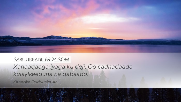 Sabuurradii 69:24 SOM Desktop Wallpaper - Xanaaqaaga iyaga ku deji, Oo cadhadaada - Desktop Bible Verse Wallpaper
