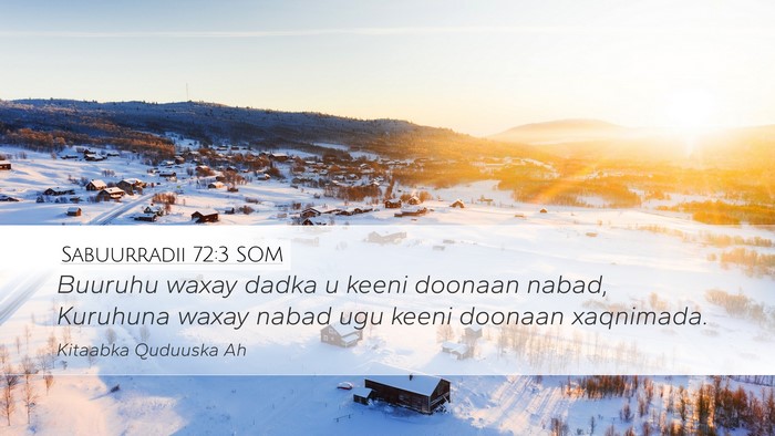 Sabuurradii 72:3 SOM Desktop Wallpaper - Buuruhu waxay dadka u keeni doonaan nabad, - Desktop Bible Verse Wallpaper