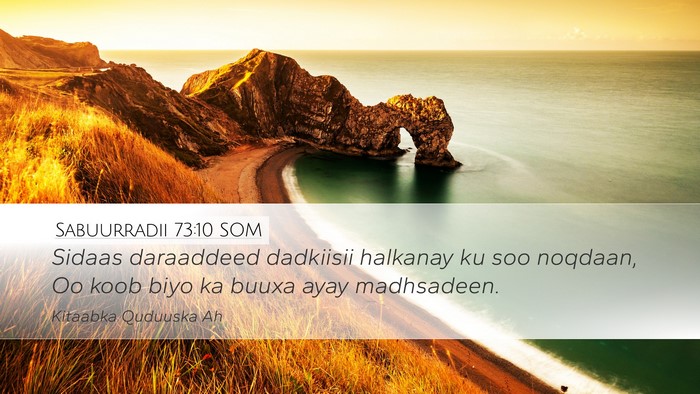 Sabuurradii 73:10 SOM Desktop Wallpaper - Sidaas daraaddeed dadkiisii halkanay ku soo - Desktop Bible Verse Wallpaper